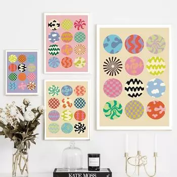 Nordic Poster Colourful Play Top Art Prints Canvas Painting Abstract Wall Art Minimalism Modern Picture Living Room Home Decor 21x30cm No Framed