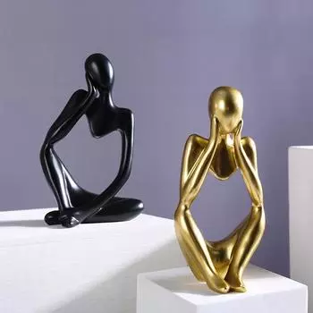Nordic Resin Statue Thinker Abstract Figurine Crafts Modern Art Sculpture Living Room Desktop Home Decor