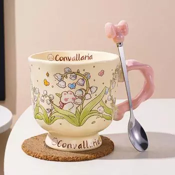 Nordic Retro Afternoon Tea Coffee Cup Saucer Set Office Niche High End Sense Home Latte Cup Milk Cup 301-400ml