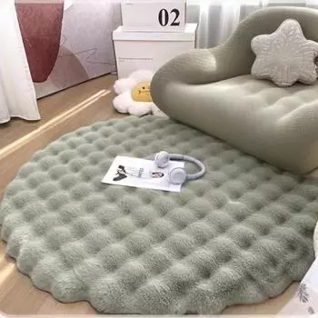 Nordic Round Carpets for Living Room Plush Floor Mat Soft Area Rugges Sleeping Fluffy Mat Non Slip Shaggy Rug Room Decor 70x70cm белый
