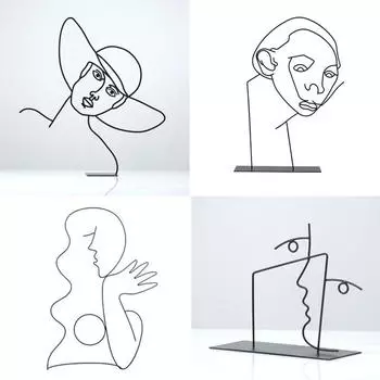 Nordic Simple Handmade Geometric Abstract Empty Floor Woman Sculpture Portrait Ornament Model Room Desktop Decoration