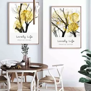 Nordic simple plant oil painting branch still life art canvas painting living bathroom ... 21*30cm No Frame