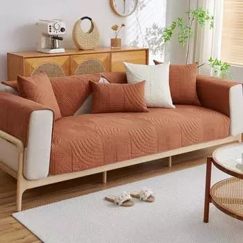 Nordic Simple Solid Color Sofa Cushion Four Seasons Pure Cotton Fabric Non-slip Cotton Seat Cushion Universal Modern Sofa Cover Cover 70*70cm