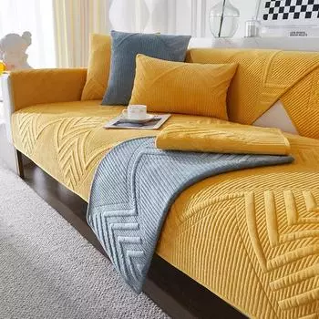 Nordic Solid Color Sofa Towel Universal Plush Non-Slip Thicken Living Room Sofa Cover Warm Sofa Cushion Armrest Back Towel Decor 70x70 A