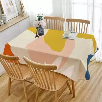 Nordic Style Abstract Tablecloth Oxford Cloth Table Cloth Waterproof Rectangular Table Cover for Kitchen Living Room 60x60cm