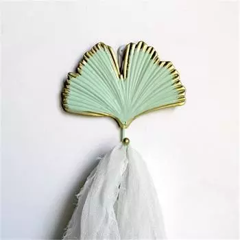 Nordic Style Leaf Shape Wall Hook Golden Green Wall Hanger Key Hanger Hanging Storage Rack for Towel Clothes Home Organization