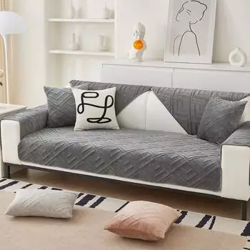 Nordic Style Plush Sofa Cover Living Room Solid Color Couch Cover Sofa Cushion Non-slip Sofa Mat L-shaped Couch Protective Case 70x70cm 1pcs