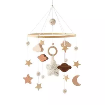 Nordic Style Wood Toy Mobile Arouse Curiosity And Develop Visual Colorful Crib Props Promotes Flexibility Crib Ball серый