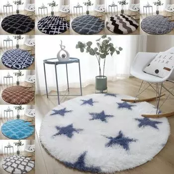 Nordic Ultra Soft Home Carpets Мягкий плюшевый нескользящий круглый коврик Толстый домашний декор Напольный ковер для дома