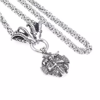 Nordic Viking из нержавеющей стали с овечьей головой Одина, крест, кулон, ожерелье, мужское ожерелье из нержавеющей стали 40CM