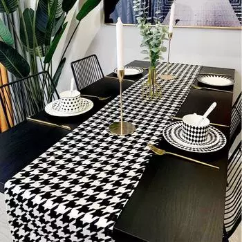 Nordic Vintage Houndstooth Table Tracker Dining Covers House Decoration Heat Isolation Dirt Protective Fabric Chic 30x150cm