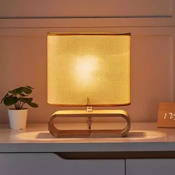 Nordic Wood Base Table Lamp Cloth Lampshade Table Lights For Living Room Bedroom Bedside Desk Lamp Reading Lights Fixture E27 Cold white&UK plug