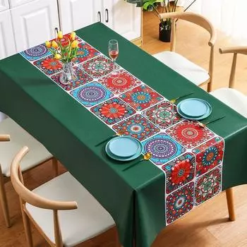 Nordic Yayun Ethnic Style Pvc Tablecloth Waterproof, Oil-Proof And Anti-Scalding Ins Wind Rectangular Coffee Table Cloth 140*140cm