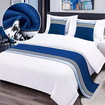 Нордический хлопок лен дорожка для кровати роскошный принт вышивка плед для кровати флаг для отеля дома свадьба постельные принадлежности декор для кровати полотенце 45x45 pillowcase 1pc