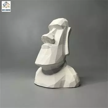 Нордический портретный орнамент Моаи Каменная статуя Статуэтки персонажей Скульптура Статуя Гипсовый бюст Имитация гипсового рассеивающего камня