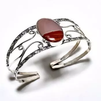 Noreena Jasper Gemstone 925 Посеребренный браслет-манжета ручной работы