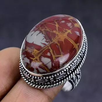 Noreena Jasper Gemstone 925 Sterling Silver Gift Jewelry Ring Size 8 T3W11