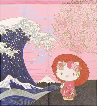 Noren Kobo Noren Sanrio Персонажи Hello Kitty Ширина 85 x Длина 90 см гобелен в японском стиле Плакат Японский пейзаж Весна 92208