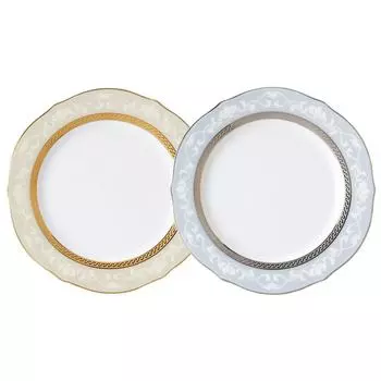 Noritake Accent Plate пеленальная пара 23 см Hampshire Gold Platinum 2 шт. Тонкий фарфор (Набор цветов) и золото/серебро P91310/4335-6