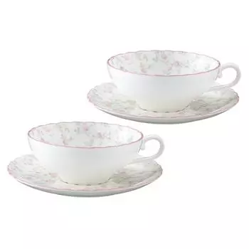Noritake Чайная чашка-блюдце 180 мл Милашка Роза Подходит для микроволновой печи 2 костяного фарфора и (Парный набор) Р58043А/9940