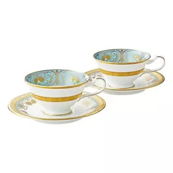Noritake Чашка-блюдце 220 куб. см. Грузинская бирюзовая 2 костяных фарфора и (Парный набор) (Кофе чай) Р59587/4857