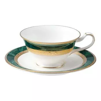 Noritake Cup Saucer 220cc Fitzgerald Green Bone China & (Coffee Tea) T59587/4712