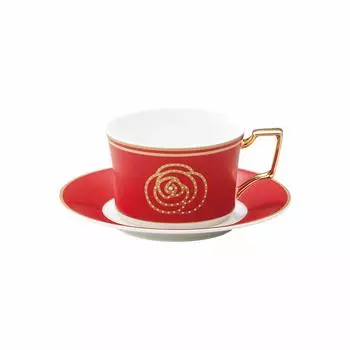 Noritake Cup Saucer 240cc Aidan Gold 1 Customer Red Boasted China & (Кофе чай) Т93687/4941-1