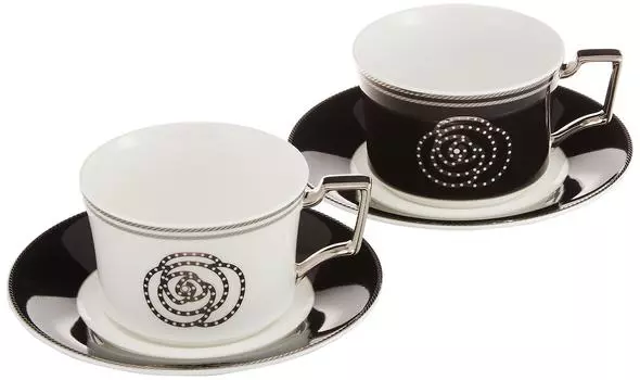 Noritake Cup Saucer pair coffee and 240cc Aidan 2 guests Bone China & (color-changeable set) (for tea) White/Black P93687/4867-12