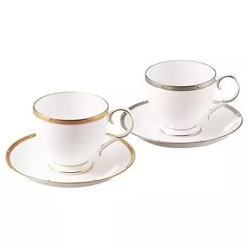 Чашка Noritake с блюдцем пара кофе и 250 мл Rochelle Gold 2 клиента костяной фарфор и (набор для смены цвета) (для чая) Золото/Платина P50788A/4796-5