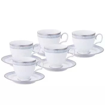 Noritake Cup Saucer Set 250cc Hampshire Platinum 5 Fine Porcelain & (Coffee Tea) F91988/4336