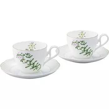 Noritake English Herbs Tea Coffee Bowl Set Cup_Saucer, Capacity: Approx. 250ml, 02: Pair