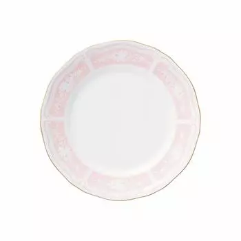 Noritake Fine Porcelain Lacewood Gold Medium Plate Pink 2cm Diameter Approx. 18.1cm, Height Approx. 1507-4L/94415
