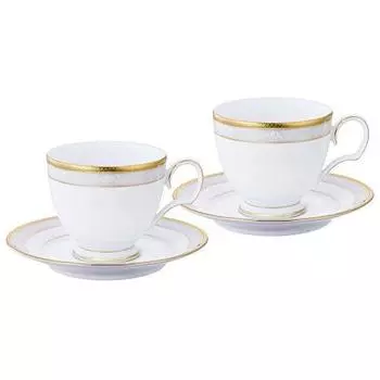 Noritake P91988/4335 Cup & Saucer (Pair) (COFFEE & TEA COFFEE) 250cc Hampshire Gold 2 Guests Fine Porcelain