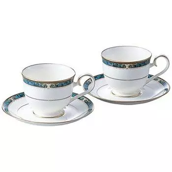 Noritake P97217/4727 Cup & Saucer, High Type (Pair Set) (Coffee Tea Double), 8.1 fl oz (230 cc), Essex Coat, 2 Pieces, Bone China