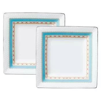 Noritake Square Plate 19cm Humming Blue Microwave Safe 2 Pieces Fine Porcelain (Pair Set) P5340A/1645