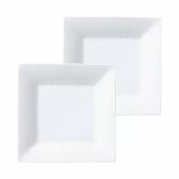 Noritake Square Plate 23cm Rizmo White Microwave Safe Dishwasher Safe 2 Pieces Fine Porcelain (Pair Set) P5342A/1610