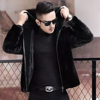 Норковая шуба, мужская трендовая цельная норковая шуба, цельное кожаное пальто, короткая молодежная шуба из искусственного норкового меха, шуба из искусственного норкового меха 5XL