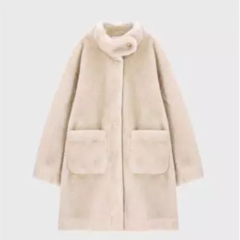 Норковая шуба в минималистичном стиле с ленивым и повседневным дизайном, длинная шуба, новинка осени и зимы S бежевый