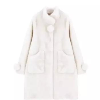 Норковая шуба в минималистичном стиле с ленивым и повседневным дизайном, длинная шуба, новинка осени и зимы S бежевый