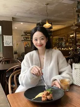 Норковая шуба женская из высококачественного плюшевого меха с интегрированным мехом S