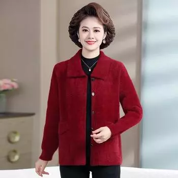 Норковое бархатное женское пальто, шуба из золотой норки среднего и старшего возраста на осень и зиму, материнское пальто, утепленная теплая куртка 4XL