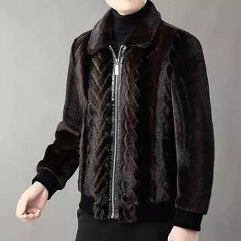 Норковое флисовое пальто для мужчин, новая зимняя утепленная и сохраняющая тепло элитная деловая меховая мужская куртка из норкового флиса