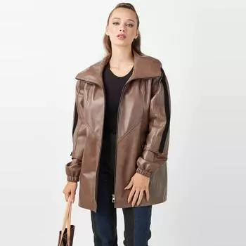 Норковое женское пальто из натуральной кожи под старину