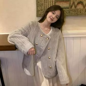 Норковый флисовый мех интегрированный небольшой аромат осень-зима утолщенный искусственный мех норки экологически чистый мех шуба женская высокая чувствительность S