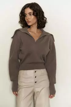 Норковый свитер с бесконечной полумолнией