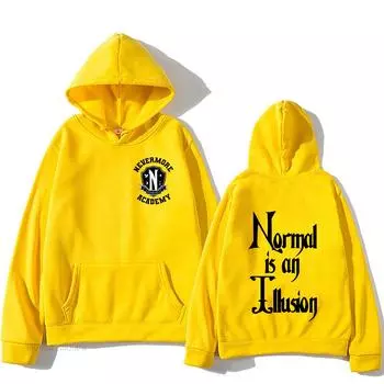 Норма — это иллюзия. Среда. Толстовки с капюшоном Addams. Академия Nevermore 1797. Графические толстовки с двухсторонним принтом. Пуловеры с капюшоном. XS красный