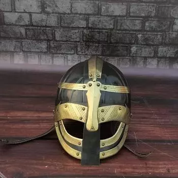 Нормандский шлем викинга, викингский шлем, средневековый шлем, костюм SCA Lerp, реплика коричневого цвета, средневековый шлем