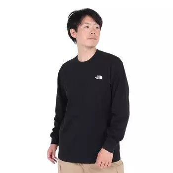 North Long Sleeve Back Square Logo Tee Unisex Medium Weight UV Protection Black 2 XS [The Face]