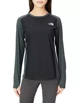 North Long Sleeve Hybrid GTD Melange Crew Running Windproof Sweat Absorbing Quick Dry Mixed M [The Face] Womens Charcoal/Black