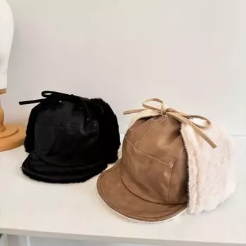 Northeast ski cold hat winter new leather ear protector Lei Feng hat women s fashion trendy plush warm leather hat M56-58cm чёрный